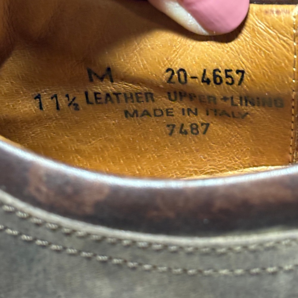 Johnston & Murphy Derby Shoes Mens 11.5 Brown Leather Lug Sole Made in Italy - Picture 8 of 9